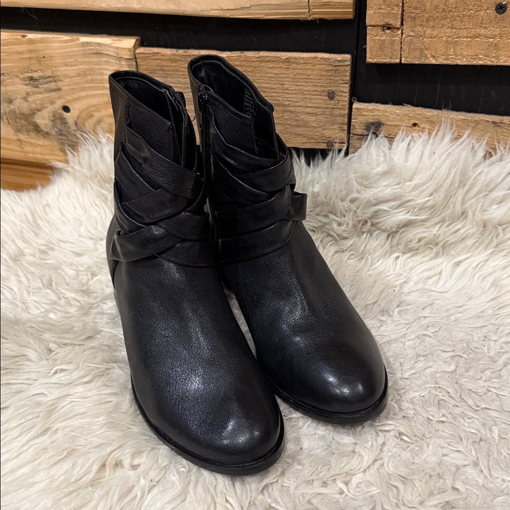 Salvia Greta Black Full Grain Sheep Leather Mid Calf Booties Size 39 EU 8.5 US - Picture 7 of 9